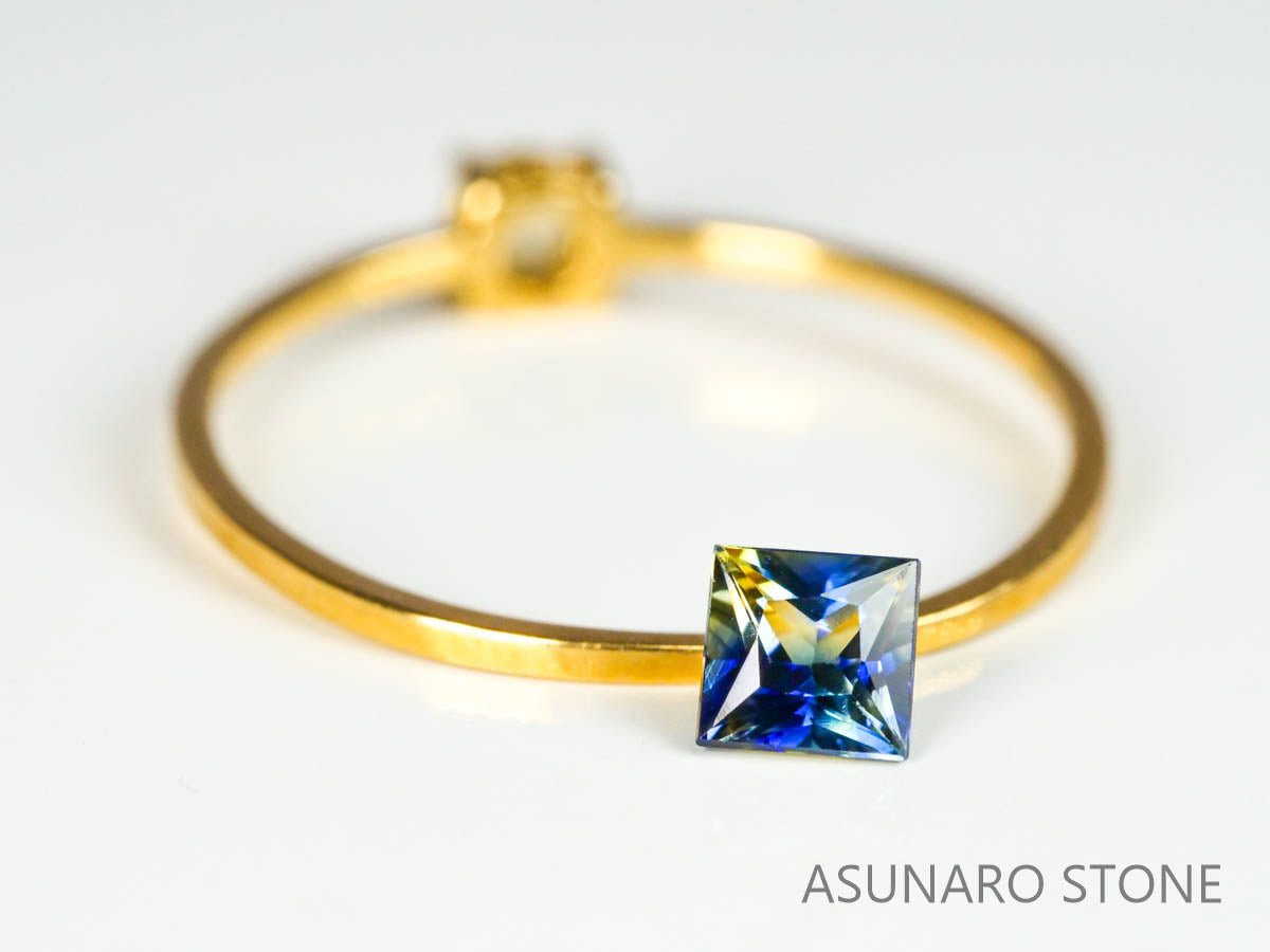 バイカラーサファイア 　プリンセスカット　 スリランカ産　0.38ct【221017-1179】