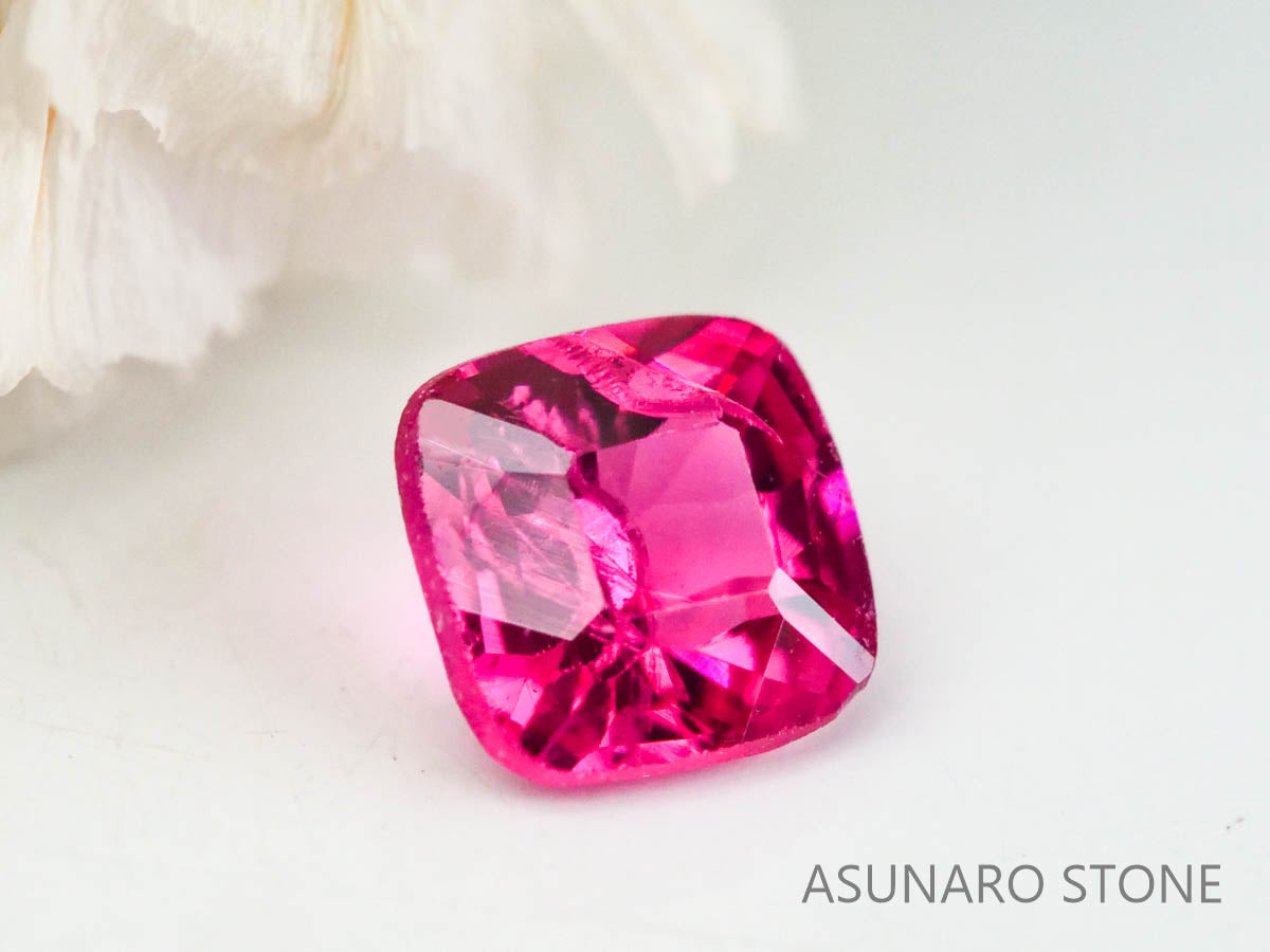 ユリィ可愛いピンク★スリランカ産スピネル★リング、ペンダントオーダー受付中 ホットピンクスピネル クッションカット スリランカ産 0.13ct 【220926