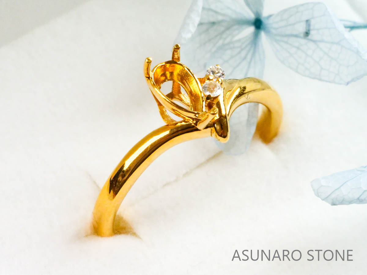 【お仕立て用】空枠番号：2061C  リング枠　V字枠【オーダージュエリー用】