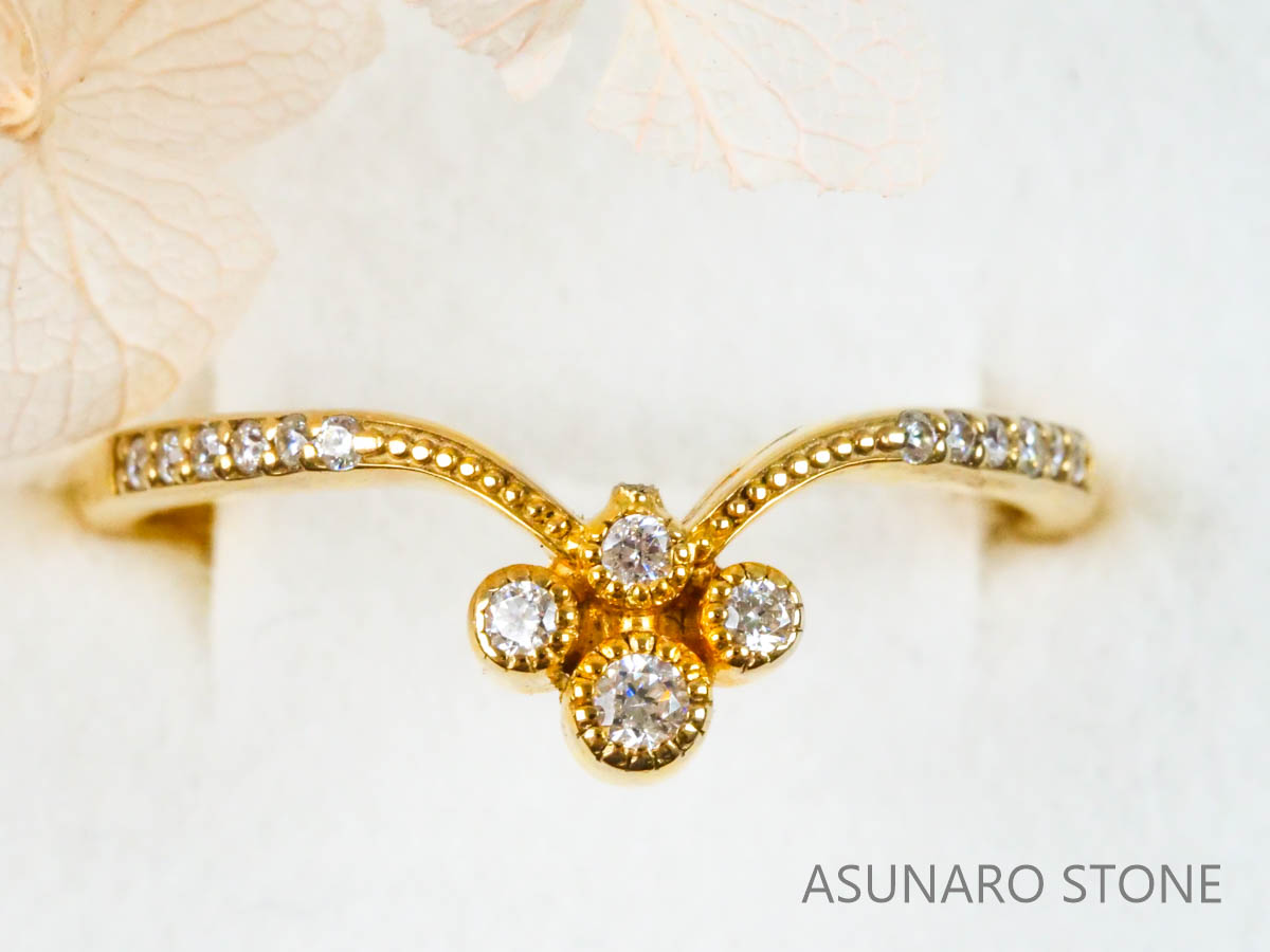 【お仕立て用】空枠番号：4107C リング枠　V字枠【オーダージュエリー用】