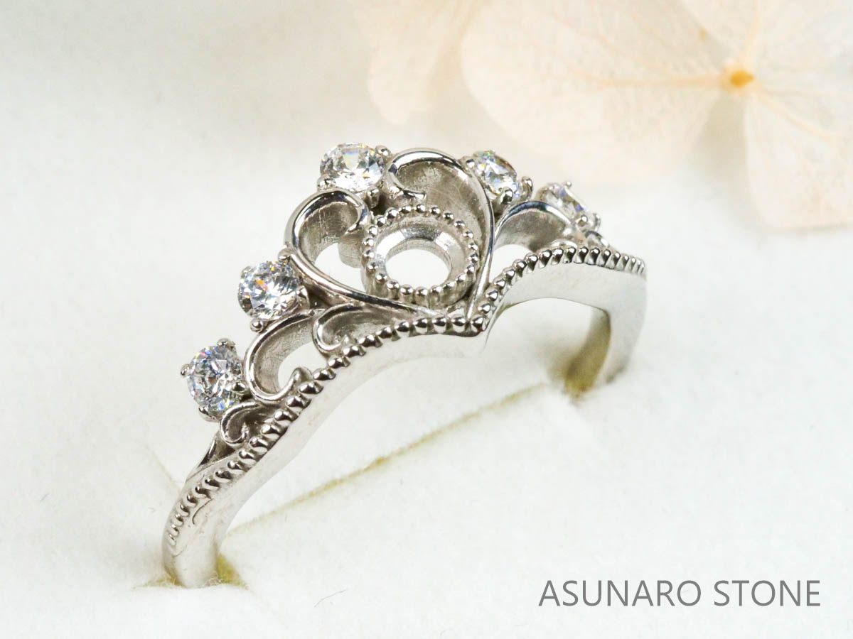 【お仕立て用】空枠番号：2199C　リング枠　ティアラ【オーダージュエリー用】