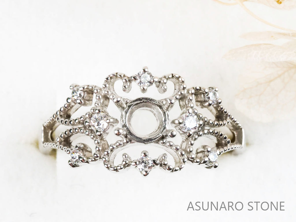 【お仕立て用】空枠番号：440G　リング枠　ティアラ【オーダージュエリー用】