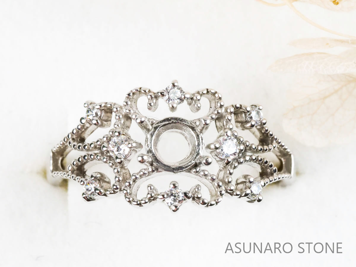 【お仕立て用】空枠番号：440G　リング枠　ティアラ【オーダージュエリー用】