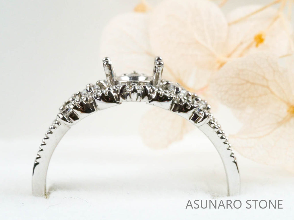 【お仕立て用】空枠番号：440G　リング枠　ティアラ【オーダージュエリー用】