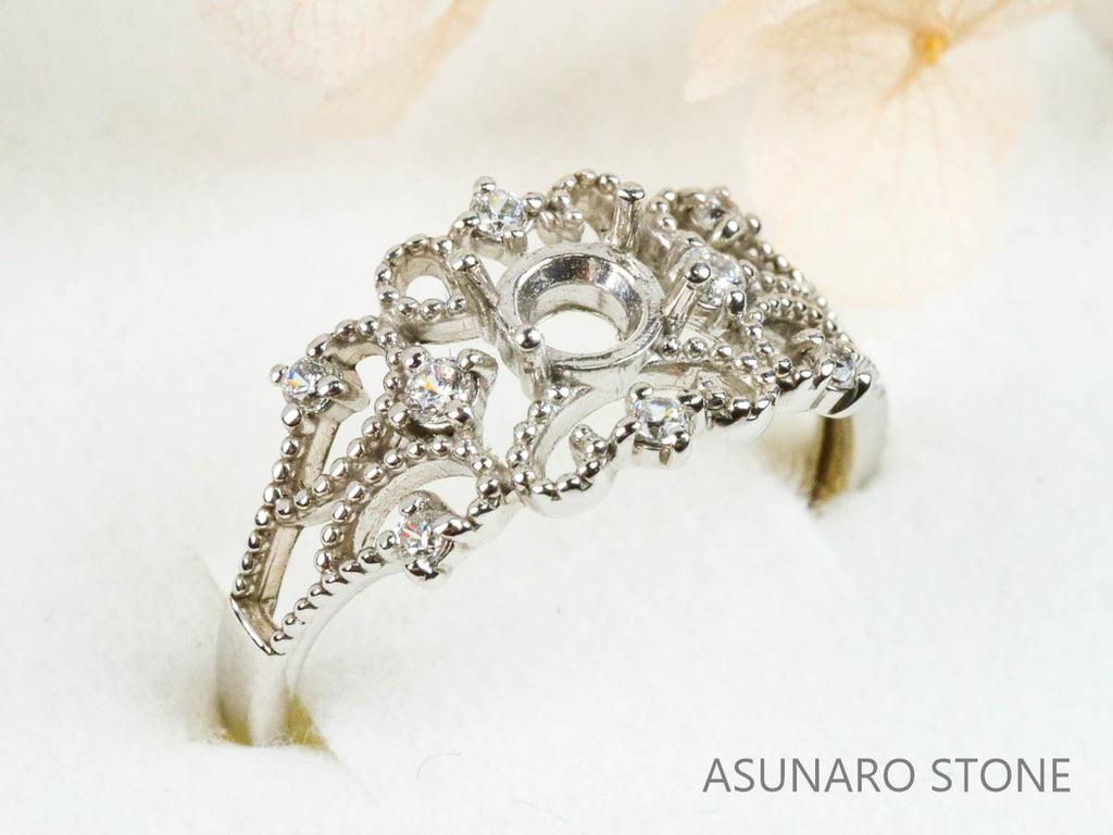 【お仕立て用】空枠番号：440G　リング枠　ティアラ【オーダージュエリー用】