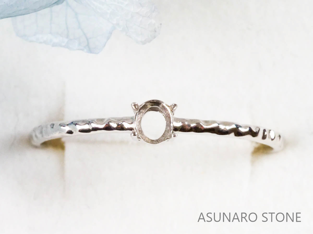 【お仕立て用】空枠番号：S27A　約1.2mm幅　槌目加工　リング枠　ダイヤなし【オーダージュエリー用】