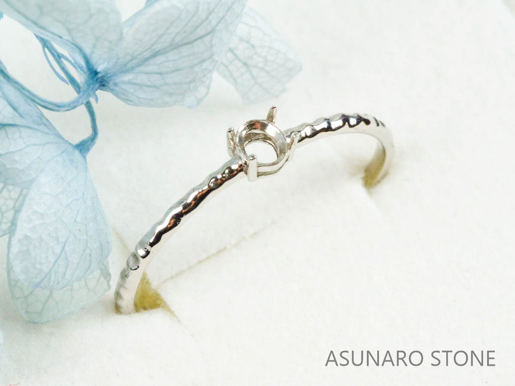 【お仕立て用】空枠番号：S27A　約1.2mm幅　槌目加工　リング枠　ダイヤなし【オーダージュエリー用】