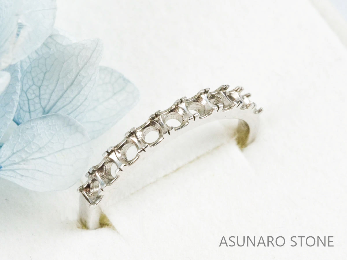 【お仕立て用】空枠番号：S9A　2.5mm用　リング枠　ハーフエタニティ【オーダージュエリー用】hpv