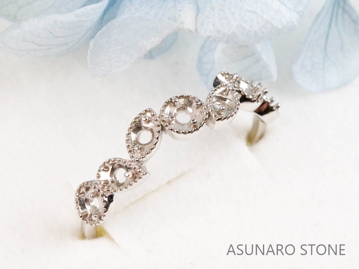 【お仕立て用】空枠番号：4886C　2mm用　リング枠　ハーフエタニティ【オーダージュエリー用】hpv