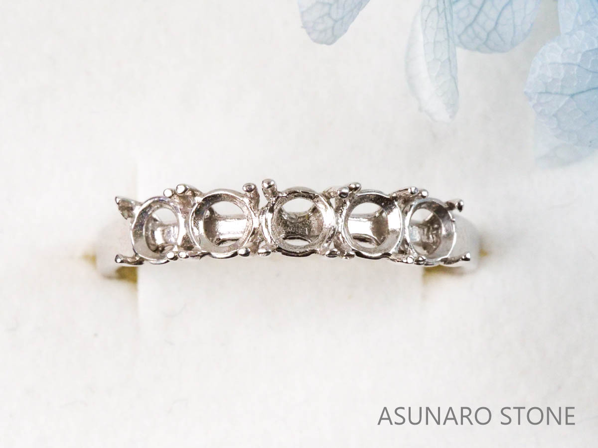 【お仕立て用】空枠番号：4021I　3.7～4mm用　リング枠　ハーフエタニティ【オーダージュエリー用】hpv