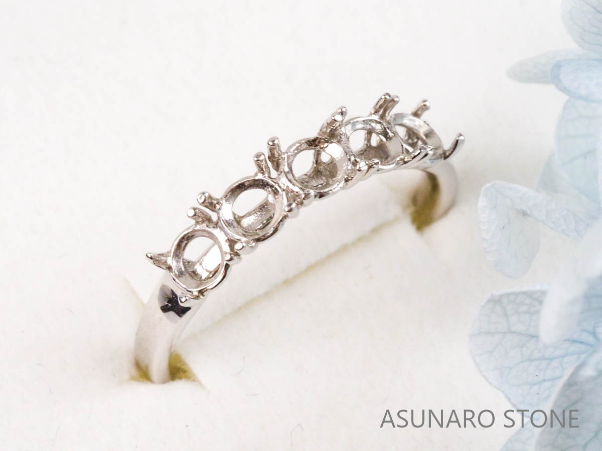 【お仕立て用】空枠番号：4021I　3.7～4mm用　リング枠　ハーフエタニティ【オーダージュエリー用】hpv