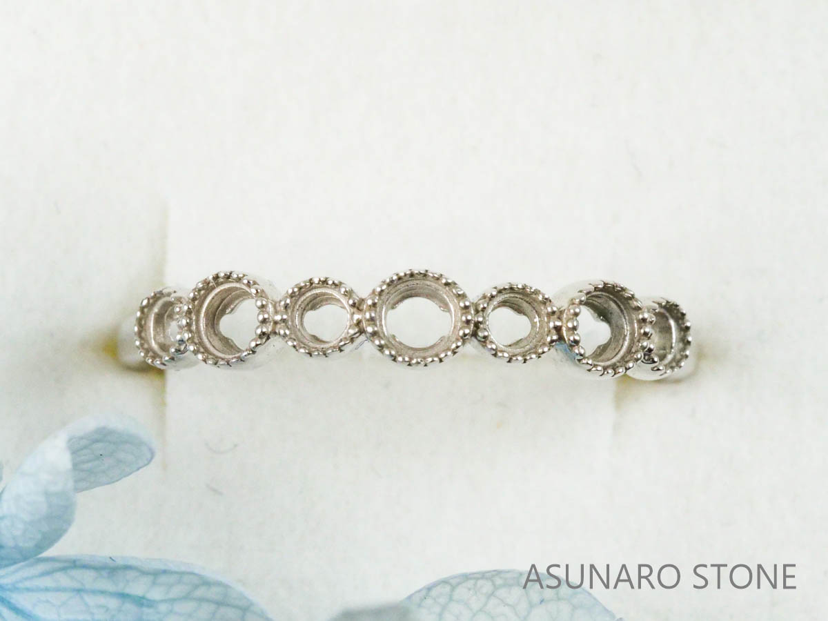 【お仕立て用】空枠番号：3670C　2.5mm 2mm用　リング枠　ハーフエタニティ【オーダージュエリー用】hpv