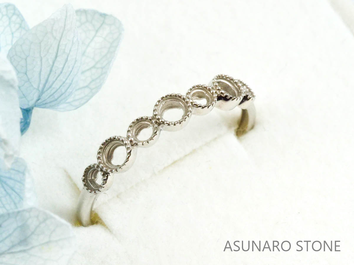 【お仕立て用】空枠番号：3670C　2.5mm 2mm用　リング枠　ハーフエタニティ【オーダージュエリー用】hpv