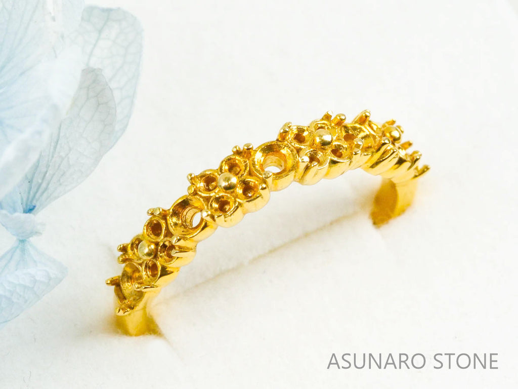 【お仕立て用】空枠番号：1485C　2.5mm 1.6mm用　リング枠　ハーフエタニティ【オーダージュエリー用】hpv