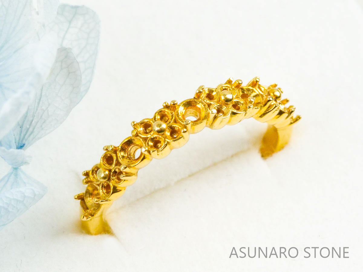 【お仕立て用】空枠番号：1485C　2.5mm 1.6mm用　リング枠　ハーフエタニティ【オーダージュエリー用】hpv