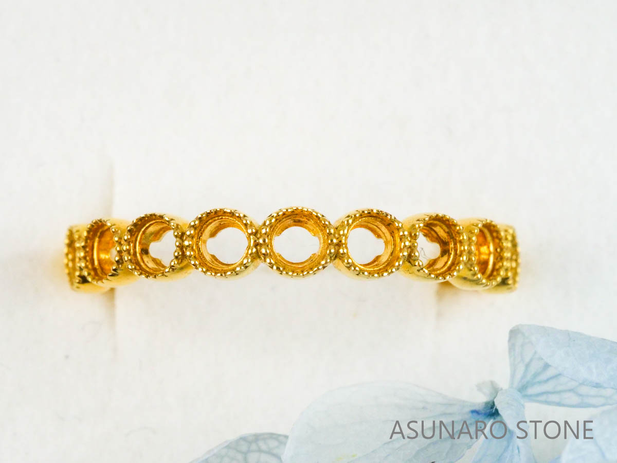 【お仕立て用】空枠番号：3679C　2.5mm用　リング枠　ハーフエタニティ【オーダージュエリー用】hpv