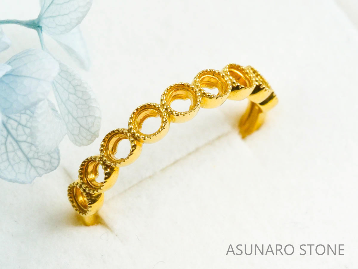 【お仕立て用】空枠番号：3679C　2.5mm用　リング枠　ハーフエタニティ【オーダージュエリー用】hpv