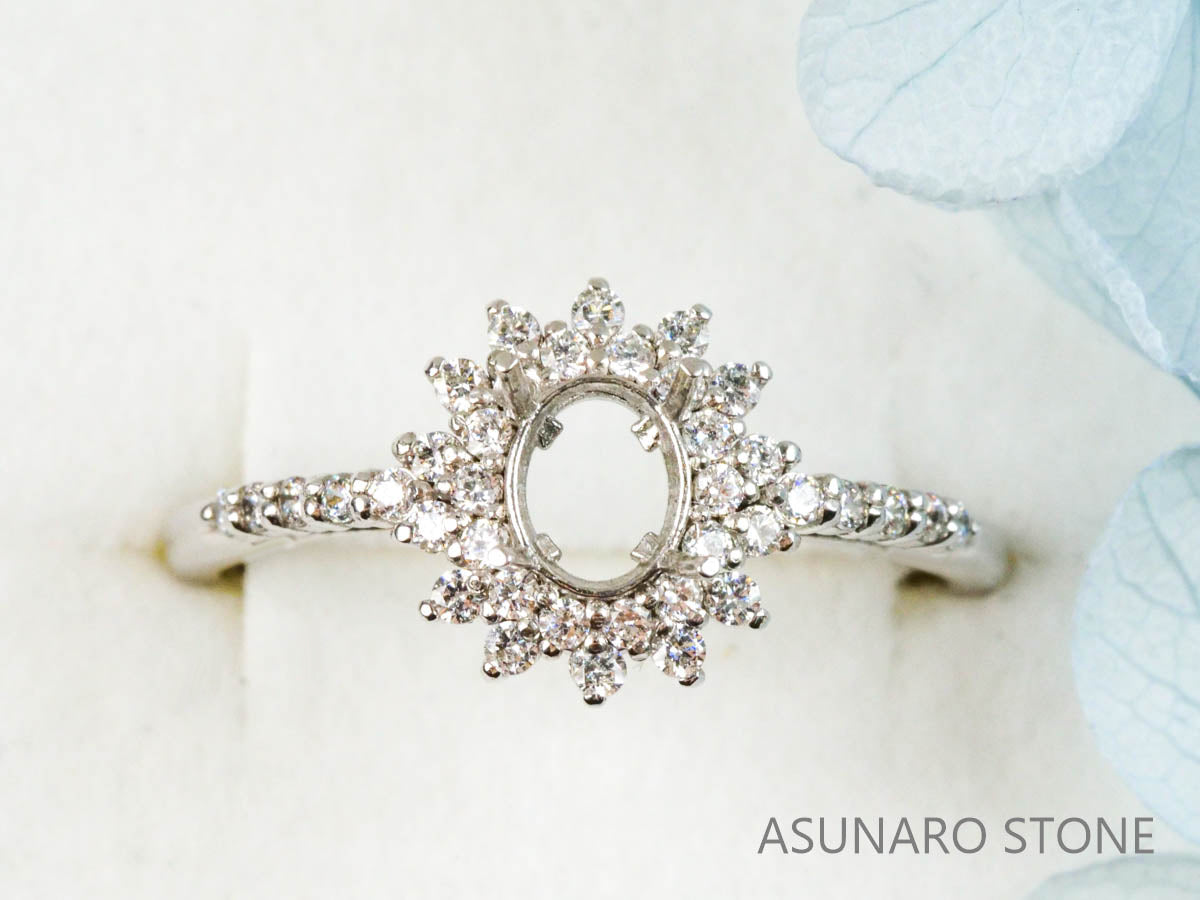 【お仕立て用】空枠番号：4619C　5×4mm用　リング枠　取り巻き【オーダージュエリー用】