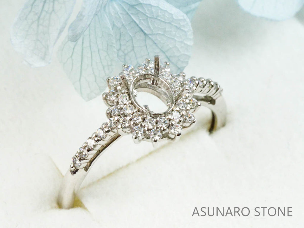 【お仕立て用】空枠番号：4619C　5×4mm用　リング枠　取り巻き【オーダージュエリー用】