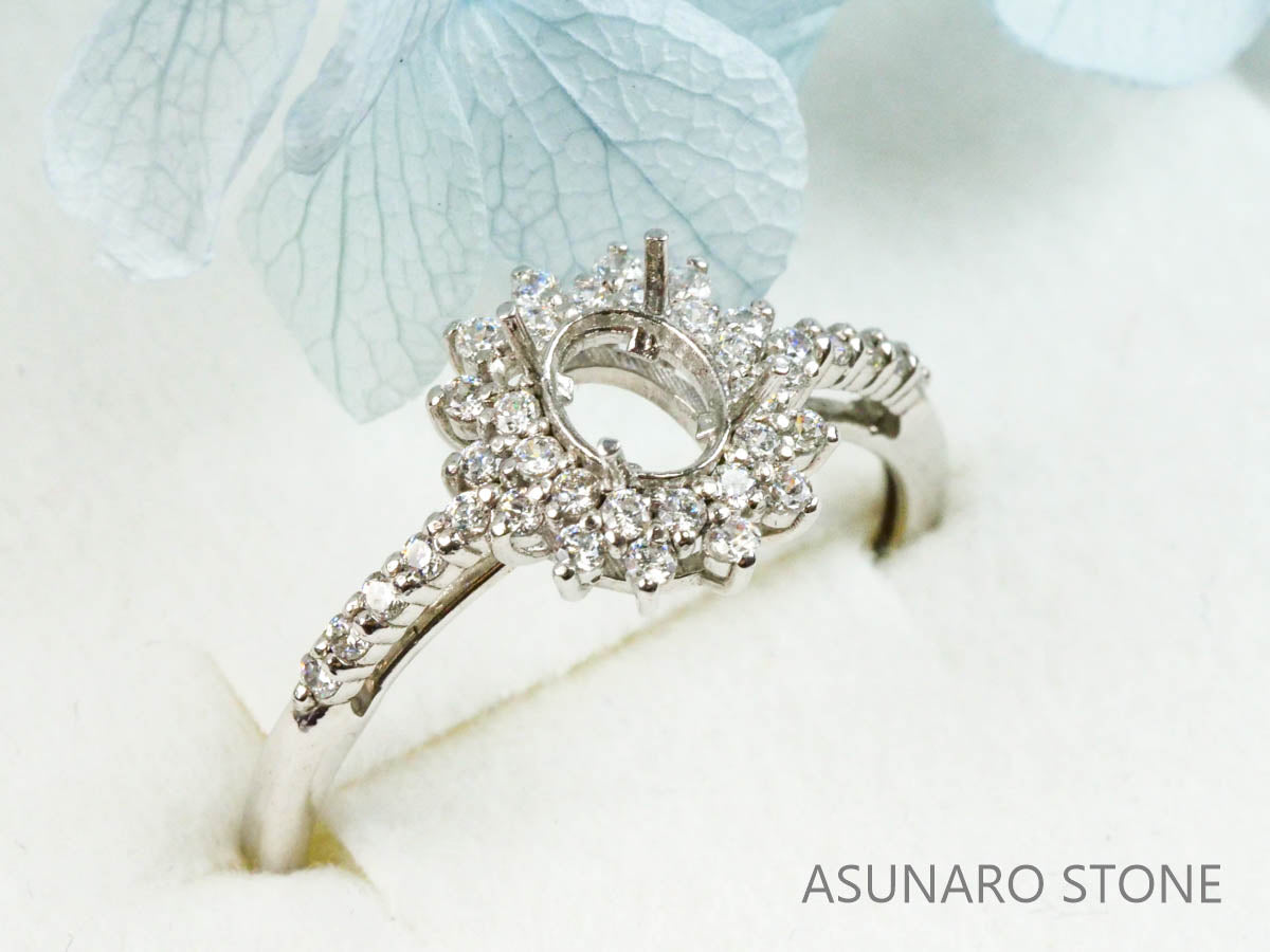 【お仕立て用】空枠番号：4619C　5×4mm用　リング枠　取り巻き【オーダージュエリー用】