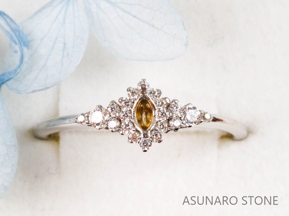 【お仕立て用】空枠番号：3198C　3×2mm用　リング枠　取り巻き【オーダージュエリー用】