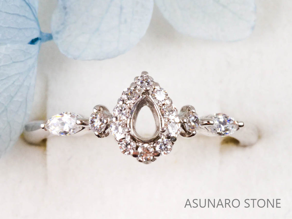 【お仕立て用】空枠番号：551G　3.5×2.5mm用　リング枠　取り巻き【オーダージュエリー用】