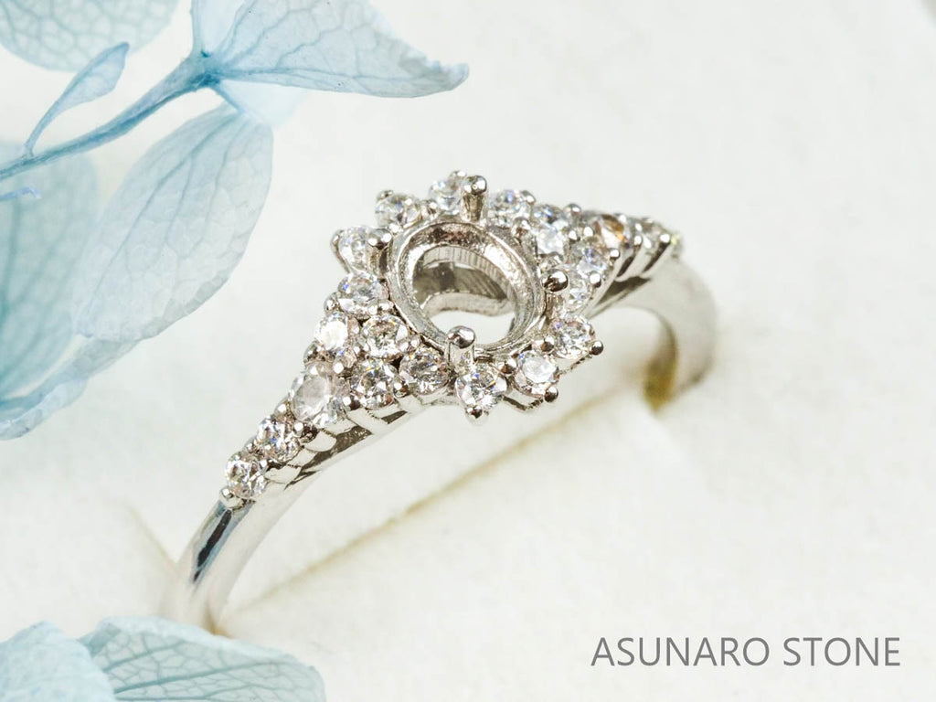 【お仕立て用】空枠番号：4618C　4.5×4mm用　リング枠　取り巻き【オーダージュエリー用】