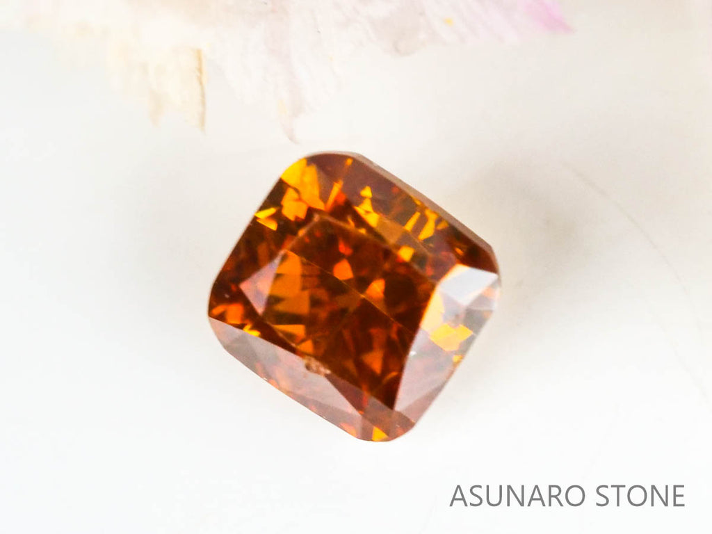 オレンジブラウンダイヤモンド 　クッションカット　0.16ct【230125-1327】