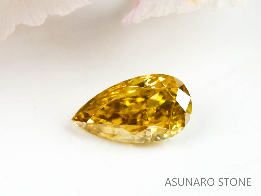 イエローブラウンダイヤモンド 　ペアシェイプ　0.11ct【230125-1335】