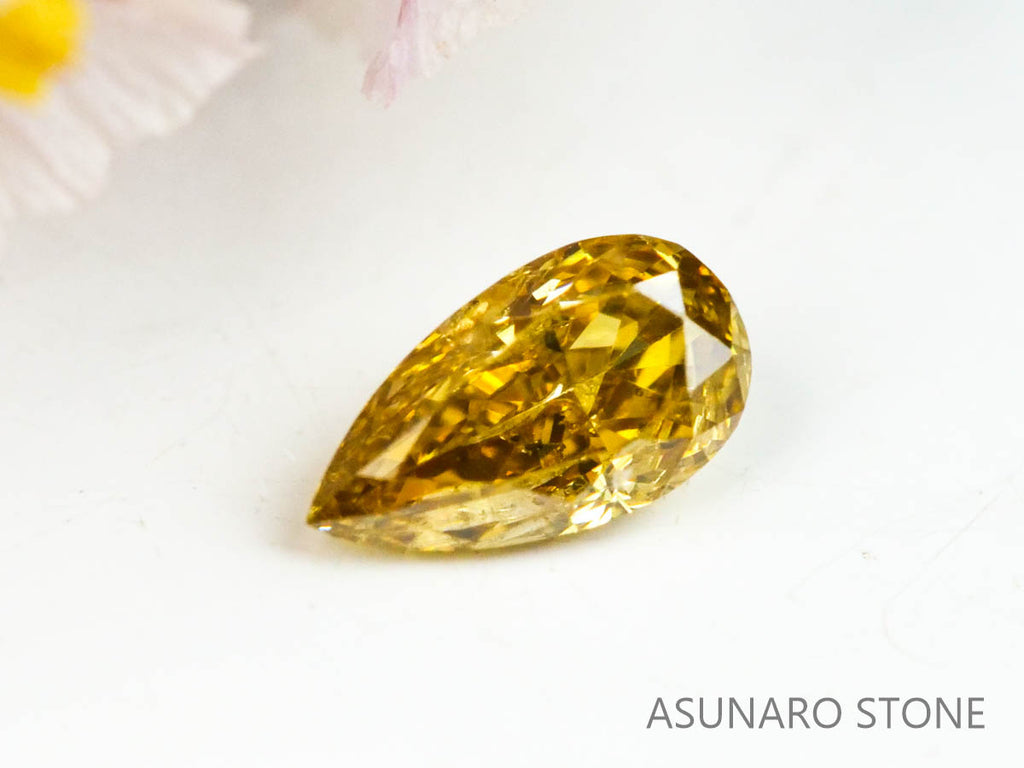 イエローブラウンダイヤモンド 　ペアシェイプ　0.11ct【230125-1335】