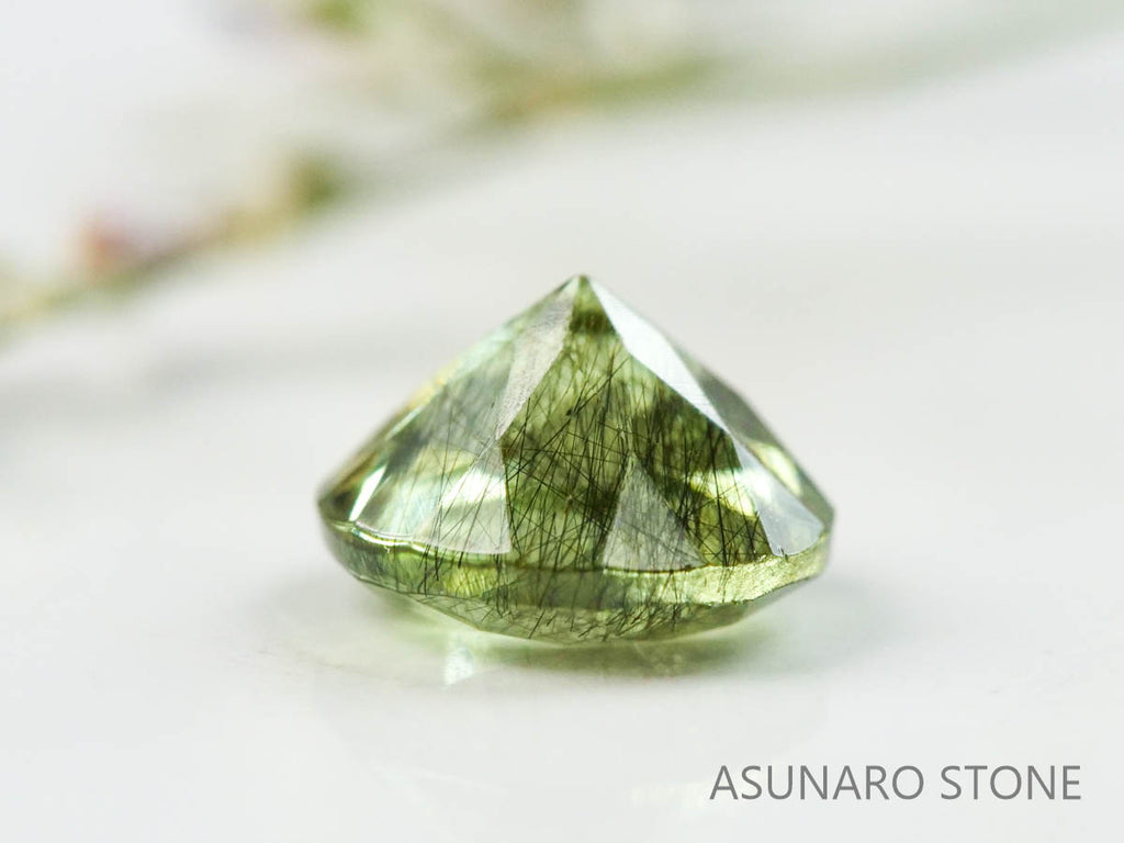 ルドウィジャイトインペリドット（ルチルペリドット）　ラウンドカット　パキスタン産   0.73ct【221226-1337】