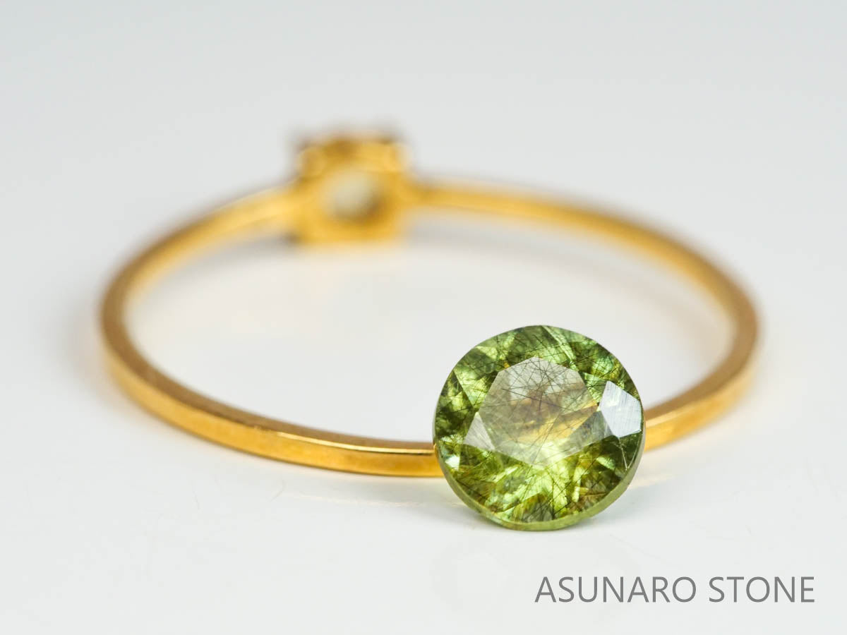 ルドウィジャイトインペリドット（ルチルペリドット）　ラウンドカット　パキスタン産   0.73ct【221226-1337】