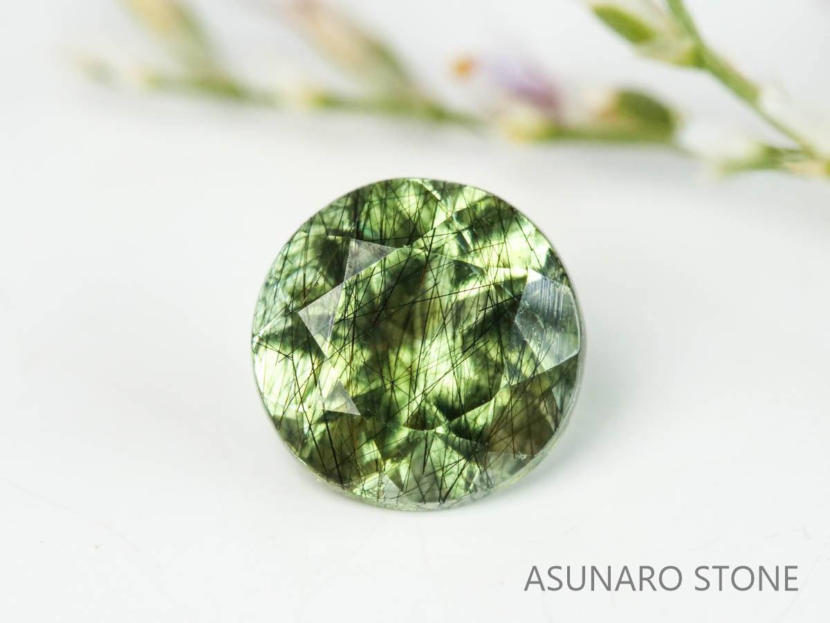 ルドウィジャイトインペリドット（ルチルペリドット）　ラウンドカット　パキスタン産   0.52ct【221226-1338】