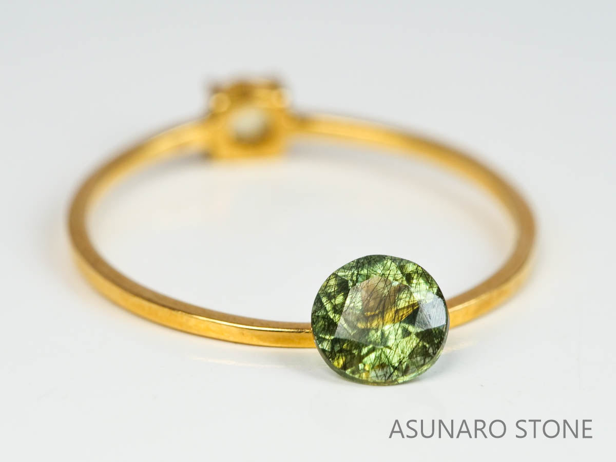 ルドウィジャイトインペリドット（ルチルペリドット）　ラウンドカット　パキスタン産   0.52ct【221226-1338】