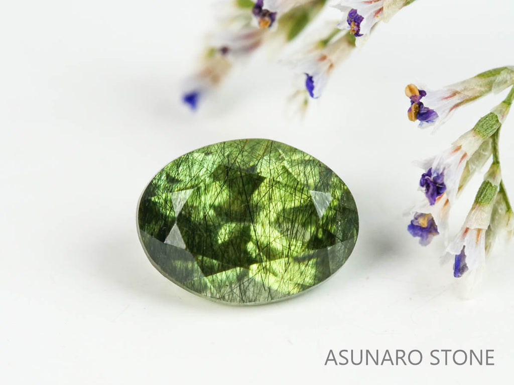 ルドウィジャイトインペリドット（ルチルペリドット）オーバルカット　パキスタン産   1.18ct【221226-1345】