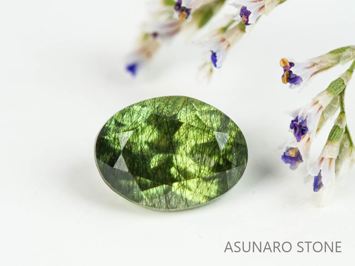 ルドウィジャイトインペリドット（ルチルペリドット）オーバルカット　パキスタン産   1.18ct【221226-1345】