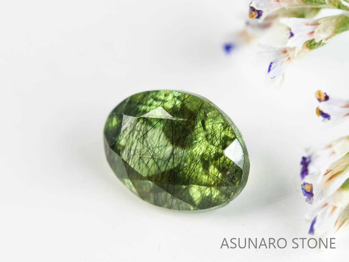 ルドウィジャイトインペリドット（ルチルペリドット）オーバルカット　パキスタン産   1.18ct【221226-1345】