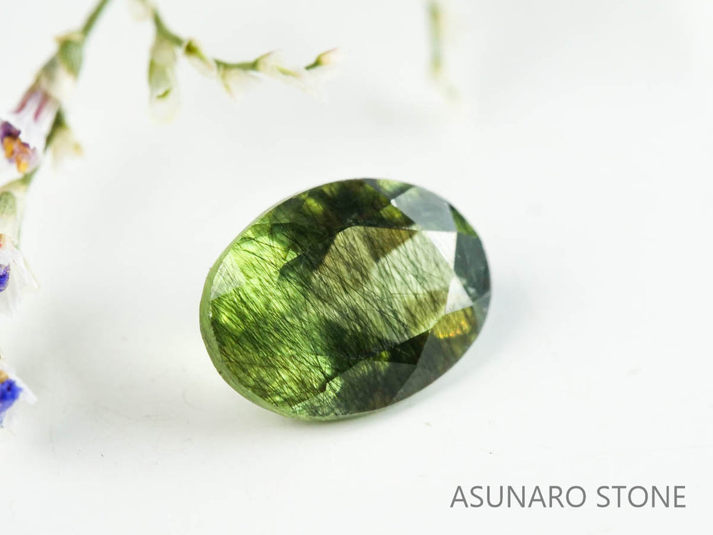 ルドウィジャイトインペリドット（ルチルペリドット）オーバルカット　パキスタン産   0.91ct【221226-1346】