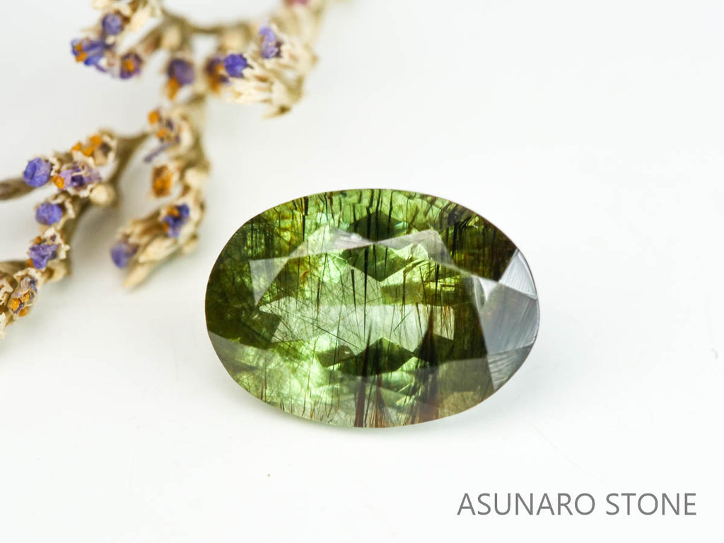 ルドウィジャイトインペリドット（ルチルペリドット）オーバルカット　パキスタン産   2.77ct【221226-1348】