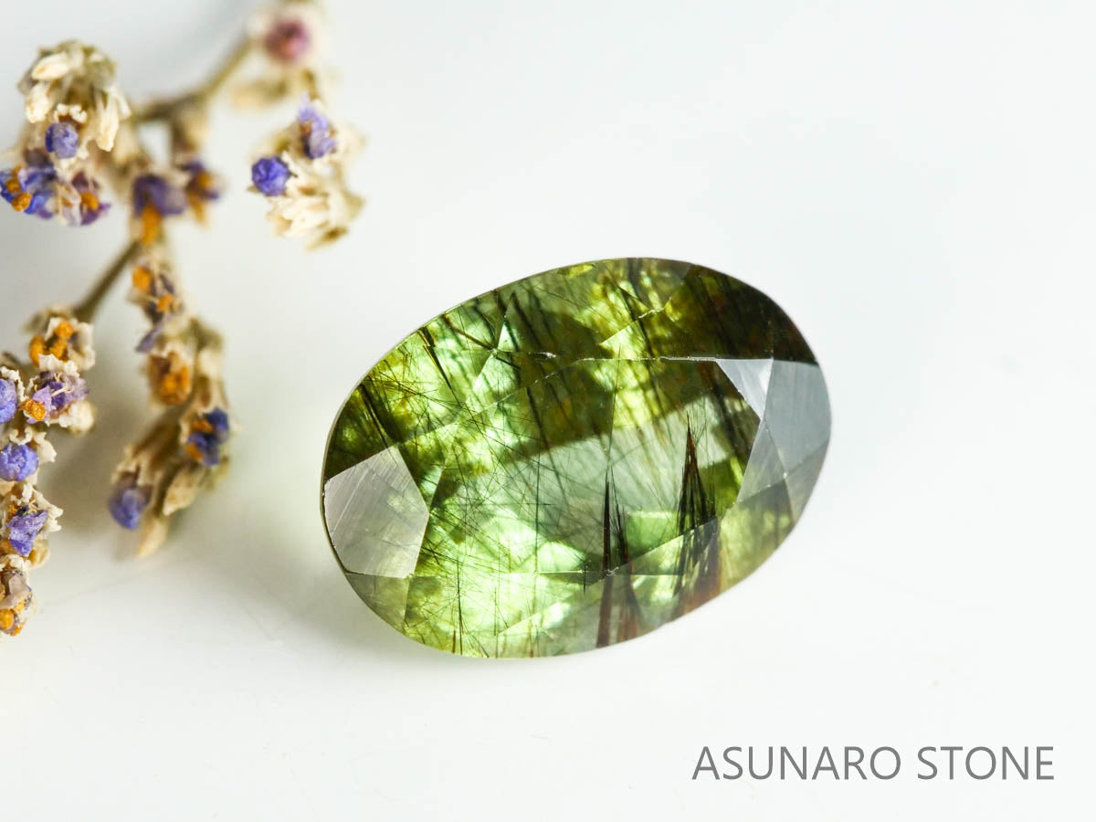 ルドウィジャイトインペリドット（ルチルペリドット）オーバルカット　パキスタン産   2.77ct【221226-1348】