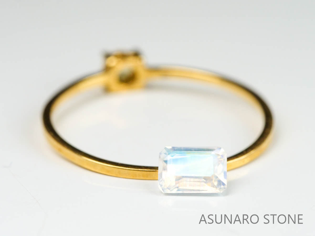 アンデシンラブラドライト  エメラルドカット　インド産　　0.33ct【230125-1354】