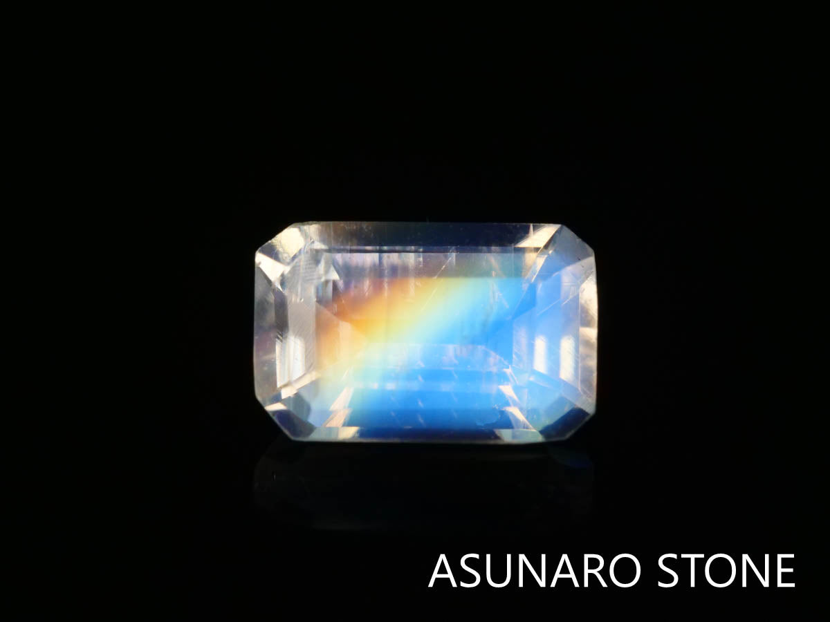 アンデシンラブラドライト  エメラルドカット　インド産　　0.50ct【230125-1358】