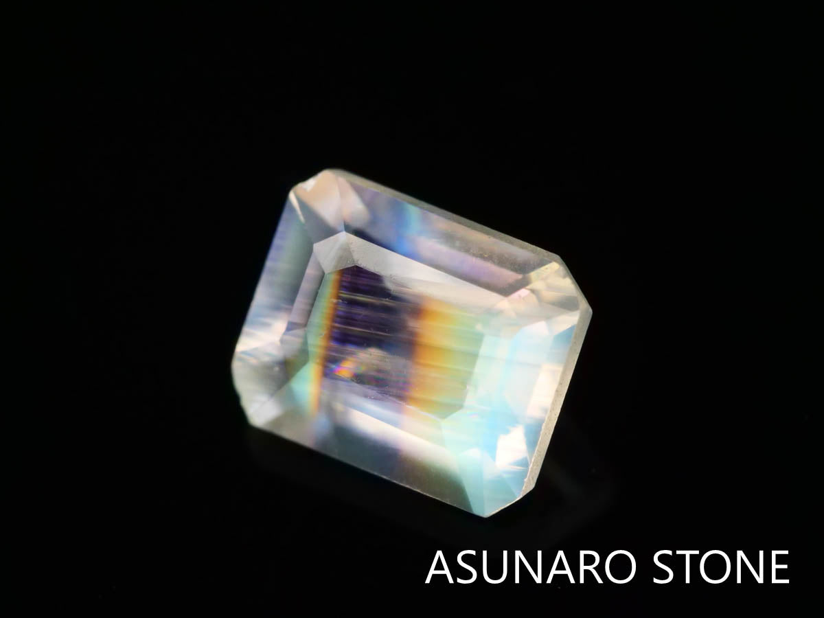 アンデシンラブラドライト  エメラルドカット　インド産　　0.41ct【230125-1359】