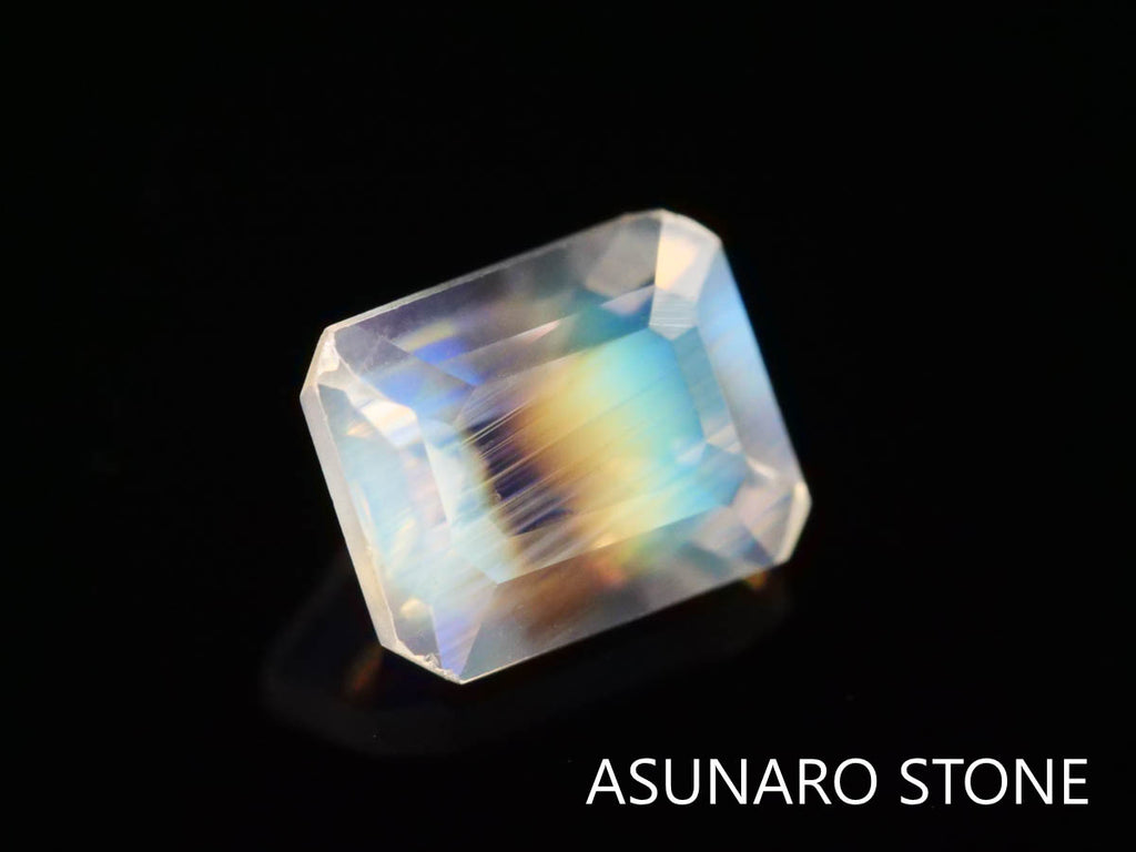 アンデシンラブラドライト  エメラルドカット　インド産　　0.41ct【230125-1359】