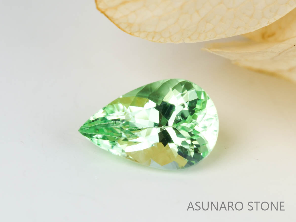 UVミントガーネット　タンザニア産　ペアシェイプ　0.61ct　【220301-1378】