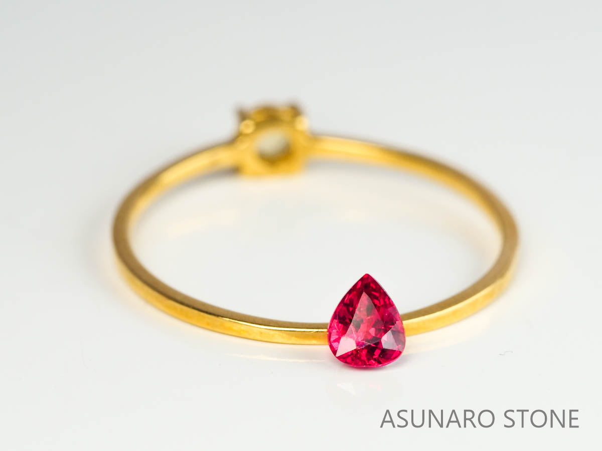 ピジョンブラッドルビー　ペアシェイプ　 タイ産　0.25ct　鑑別書付き  【230203-1368】