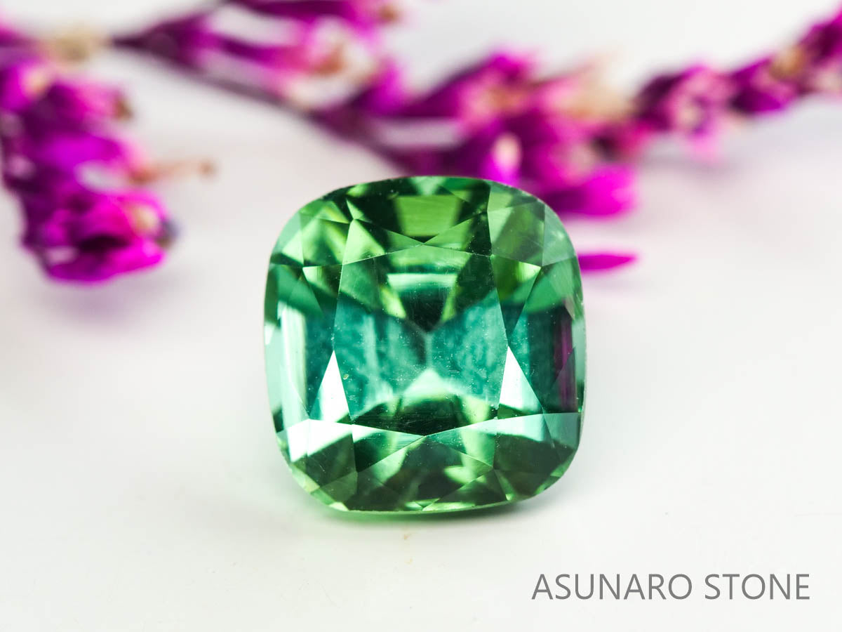 ブルーグリーントルマリン　クッションカット　アフガニスタン産　　1.36ct【230313-1621】