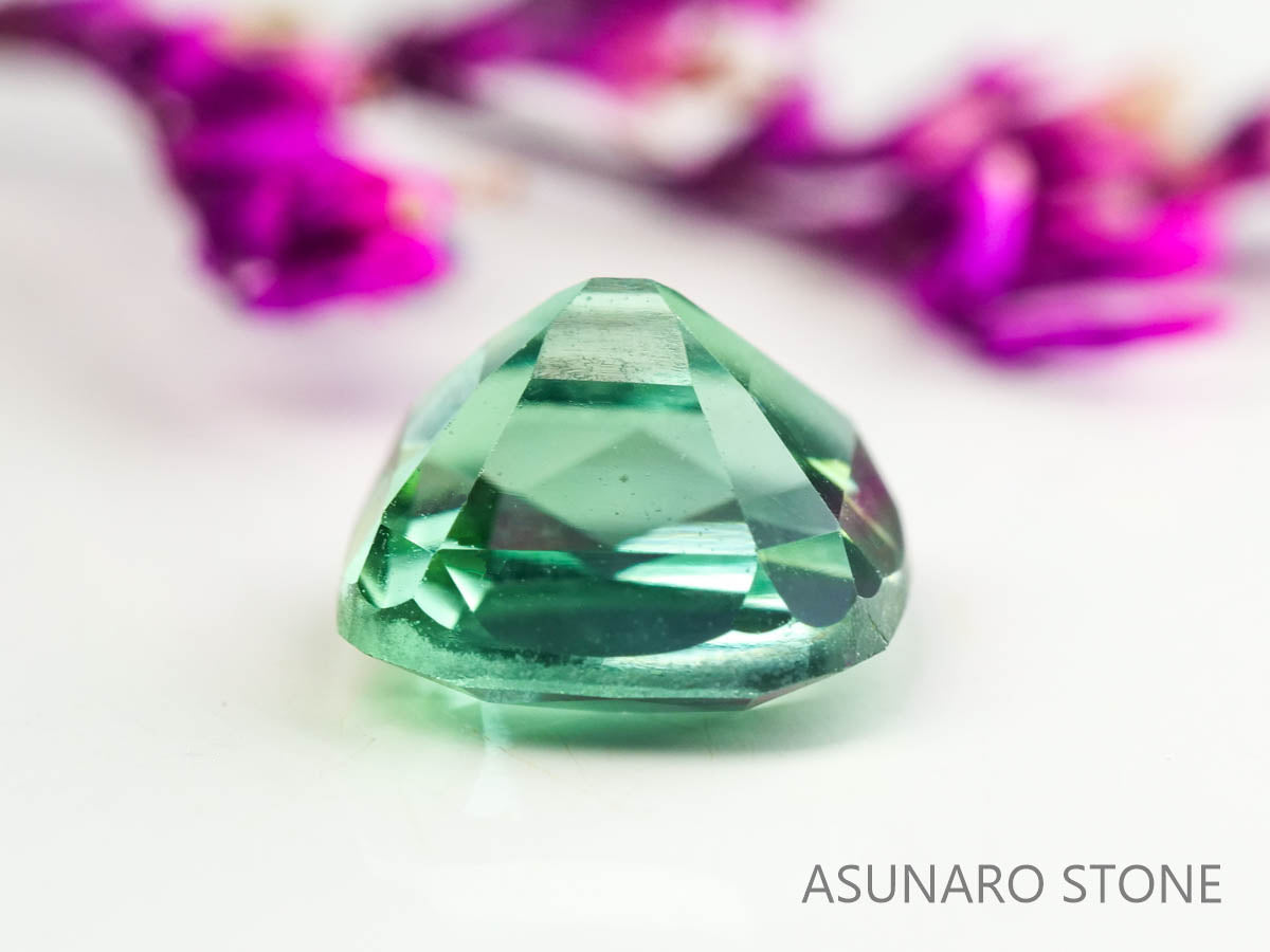 ブルーグリーントルマリン　クッションカット　アフガニスタン産　　1.36ct【230313-1621】