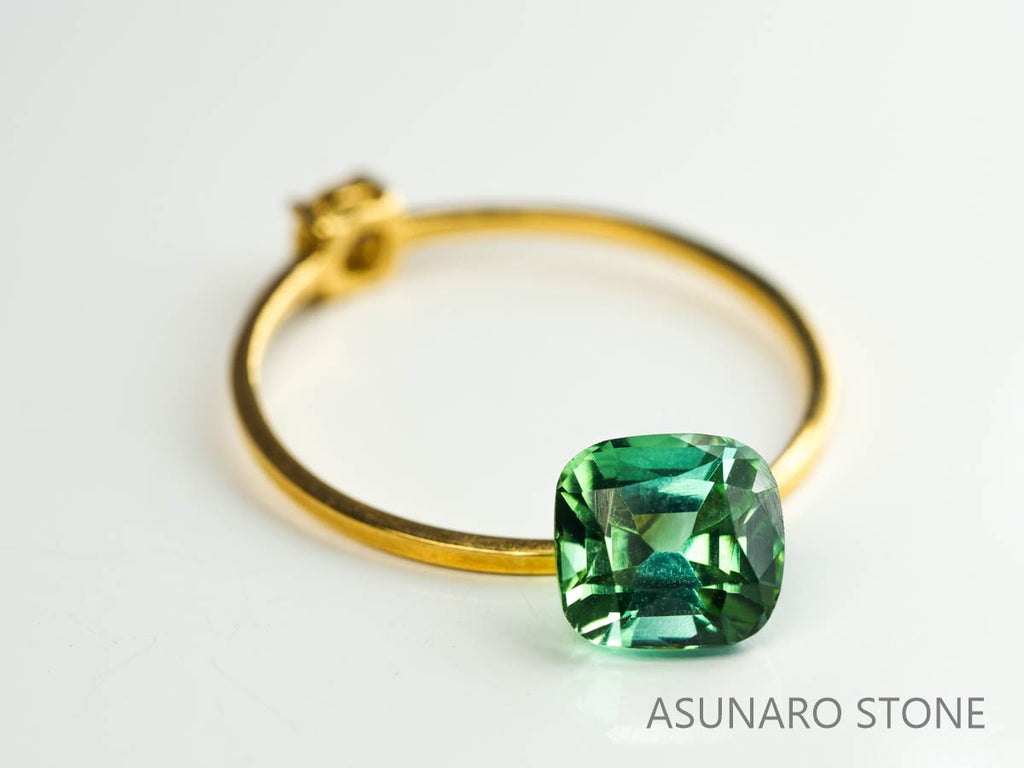 ブルーグリーントルマリン　クッションカット　アフガニスタン産　　1.36ct【230313-1621】