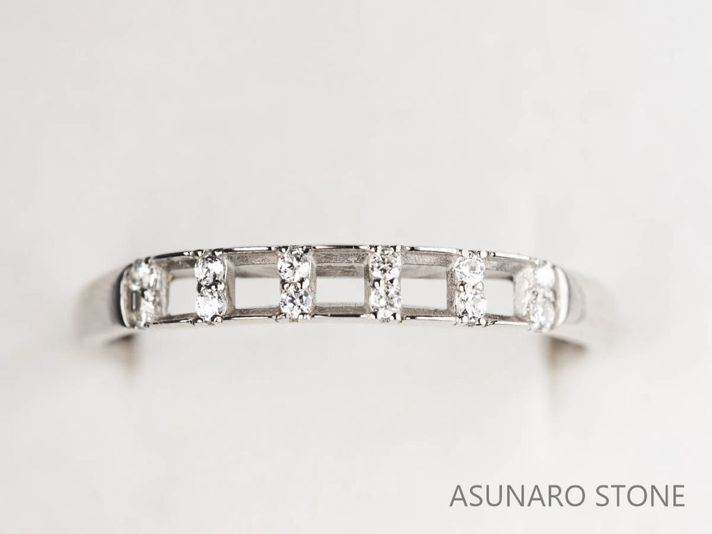 【お仕立て用】空枠番号：3014C　プリンセスカット2mm用　リング枠　ハーフエタニティ【オーダージュエリー用】hpv